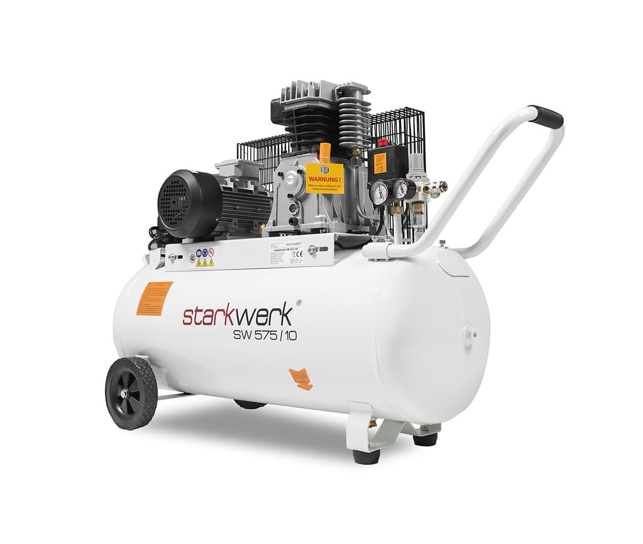 Starkwerk SW 575/10 Druckluftkompressor Kompressor 3kW 400V 10Bar 100l Kessel Keilriemenantrieb Luftkompressor Compressor, Langlebig inklusive Druckminderer und Wasserabscheider