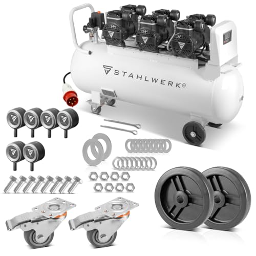 STAHLWERK Kompressor 100 L Tank - ölfrei & leise, 10 bar, Druckluftkompressor mit Brushless-Motoren, 6,5 PS, 4,8 kW, 630 l/min, Silentkompressor, Kolbenkompressor, Flüsterkompressor, ST-1010 Pro