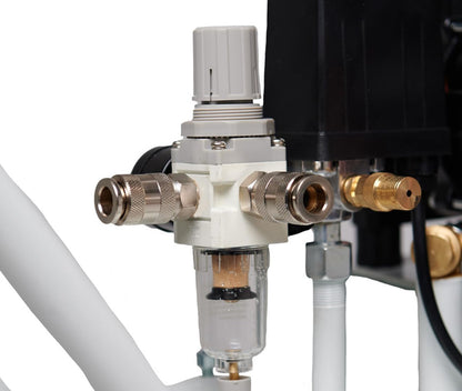 Starkwerk Flüsterkompressor Druckluftkompressor Silent Kompressor SW 677/10 Pro ölfrei 400 Volt - 10 Bar - 150 Liter Kessel inklusive Druckminderer und Wasserabscheider