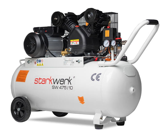Starkwerk SW 475/10 Druckluftkompressor Kompressor 2,2kW 230V 10Bar 100l Kessel Keilriemenantrieb Luftkompressor Compressor inklusive Druckminderer und Wasserabscheider