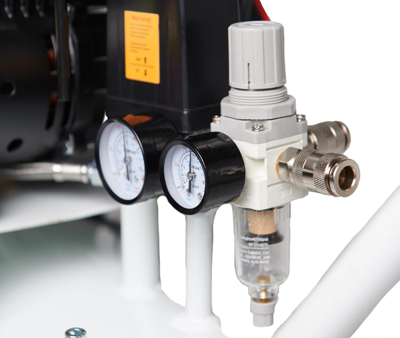 Starkwerk Flüsterkompressor Druckluftkompressor Silent Kompressor SW 677/10 Pro ölfrei 400 Volt - 10 Bar - 150 Liter Kessel inklusive Druckminderer und Wasserabscheider