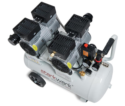 Starkwerk SW 457/8 Flüster Kompressor Silent Kompressor 1,5kW !69 dB! 8Bar ölfrei Druckluft Kompressor leise Compressor inklusive Druckminderer und Wasserabscheider