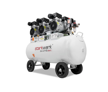 Starkwerk SW 477/8 Flüsterkompressor Silent Kompressor 2,25kW !69 dB! 8Bar ölfrei 100L Kessel Druckluftkompressor leise Compressor inklusive Druckminderer und Wasserabscheider
