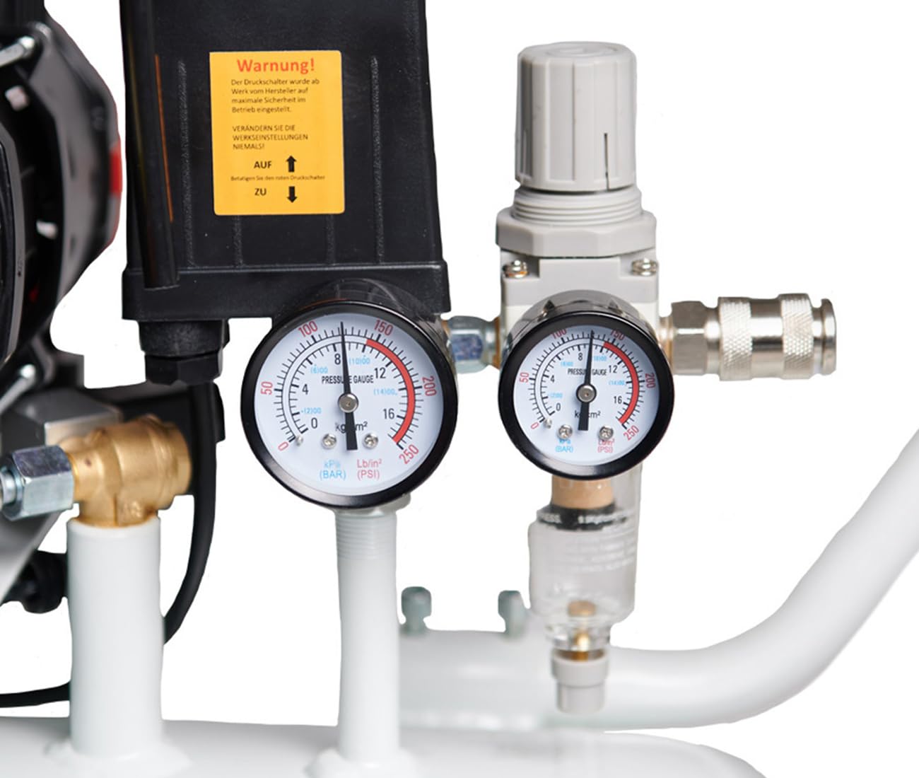 Starkwerk Flüsterkompressor Druckluftkompressor Silent Kompressor SW 677/10 Pro ölfrei 400 Volt - 10 Bar - 150 Liter Kessel inklusive Druckminderer und Wasserabscheider