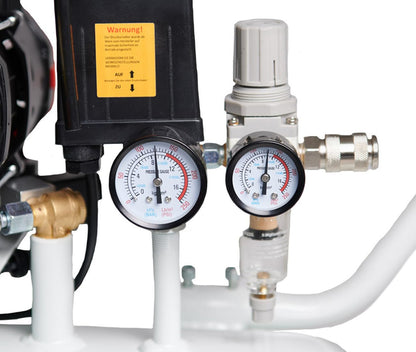 Starkwerk Flüsterkompressor Druckluftkompressor Silent Kompressor SW 677/10 Pro ölfrei 400 Volt - 10 Bar - 150 Liter Kessel inklusive Druckminderer und Wasserabscheider