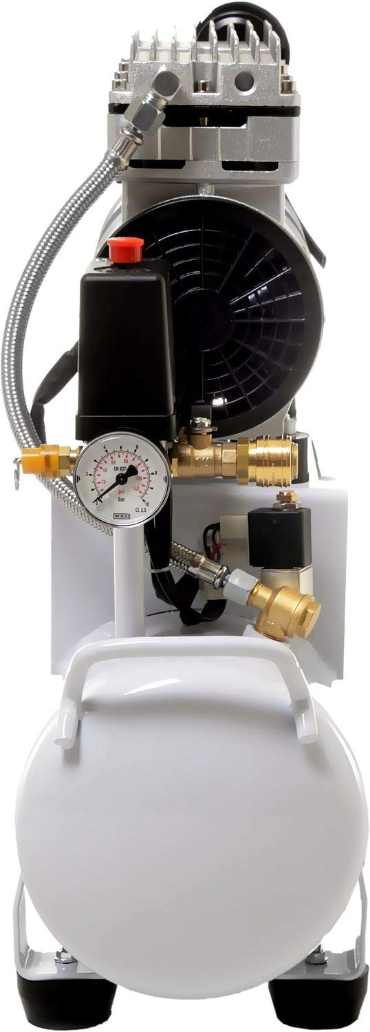 IMPLOTEX 850W 14L Silent Flüsterkompressor Druckluftkompressor nur 55dB leise ölfrei flüster Kompressor Compressor inkl. Ausblaspistole und Druckluftschlauch