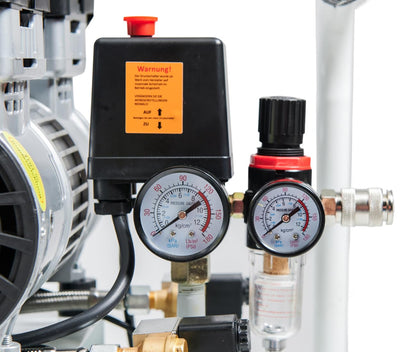 Starkwerk SW 457/8 Flüster Kompressor Silent Kompressor 1,5kW !69 dB! 8Bar ölfrei Druckluft Kompressor leise Compressor inklusive Druckminderer und Wasserabscheider