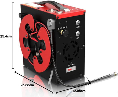 GX PUMP GX-E-CS3 Tragbarer PCP Kompressor, Automatischer Stopp,4500Psi / 30MPa/300bar, ölfrei, mit Wasser-Öl-Filter,Angetrieben durch 12V DC Autobatterie oder Home 220V AC, scuba luftkompressor