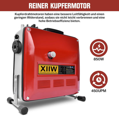 850W Elektrische Rohrreinigungsmaschine Satz zum Ø20-200mm Rohrleitungen [Spirale 33m x Ø16 mm + 14m x Ø22mm, 5m x Ø10mm], Rohrreinigungsgerät Set Rohrreiniger Reinigung Abflussreiniger, 450U/M