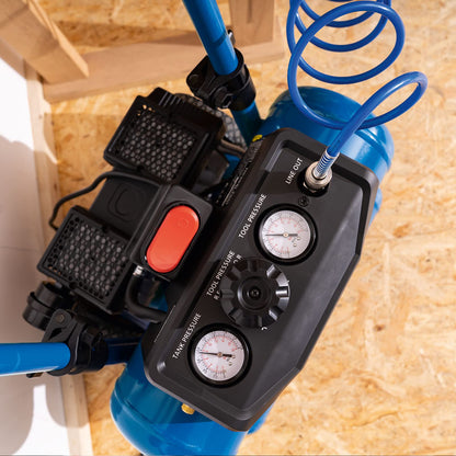 Scheppach HC20Si-Twin Ultra Silent Kompressor | 54 dB(A) leise | 20L Kessel | 10bar | ölfrei & wartungsarm | 200 l/min Ansaugleistung | 2 Manometer & 1x Kupplung | mit 10m Schlauch & Zubehör