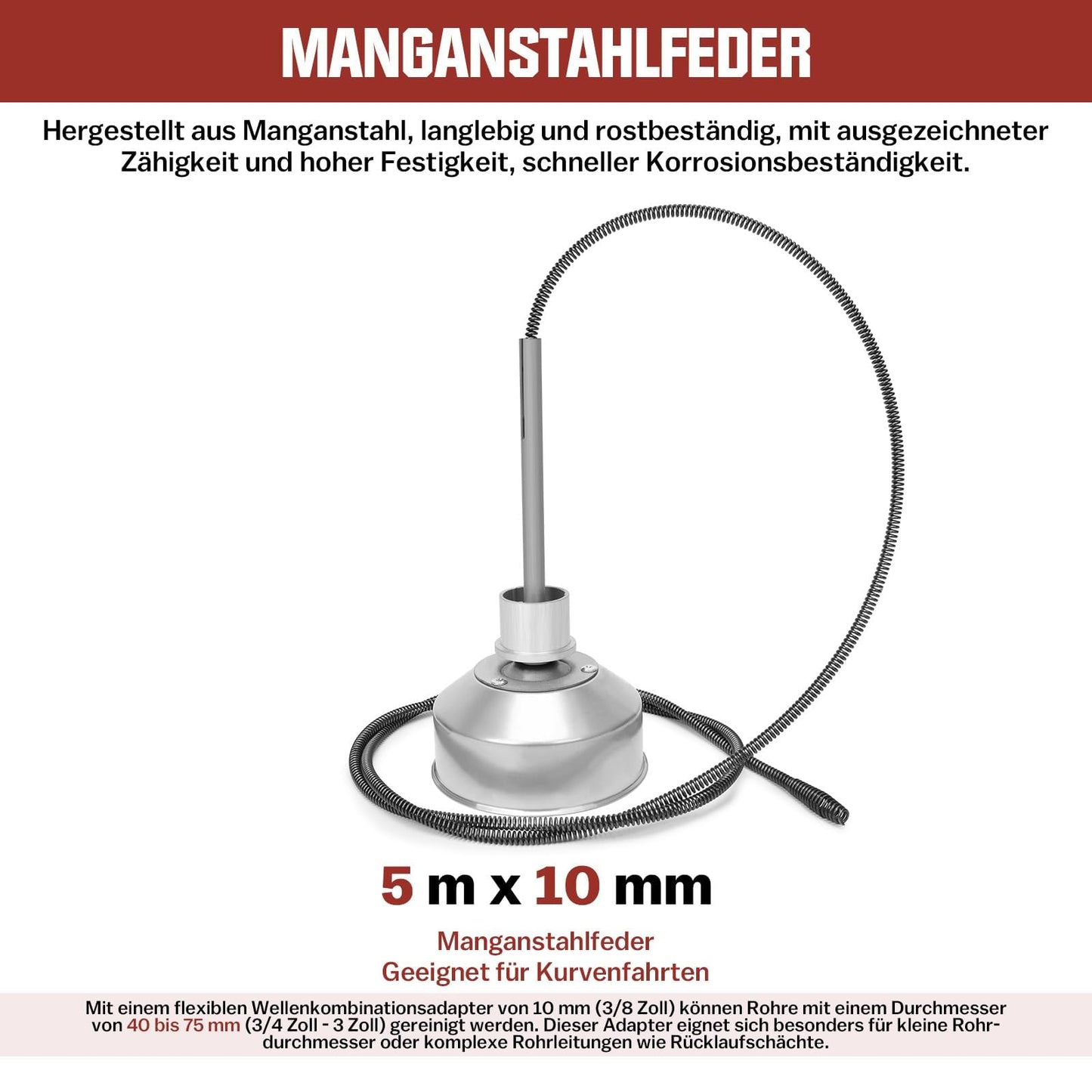 850W Elektrische Rohrreinigungsmaschine Satz zum Ø20-200mm Rohrleitungen [Spirale 33m x Ø16 mm + 14m x Ø22mm, 5m x Ø10mm], Rohrreinigungsgerät Set Rohrreiniger Reinigung Abflussreiniger, 450U/M