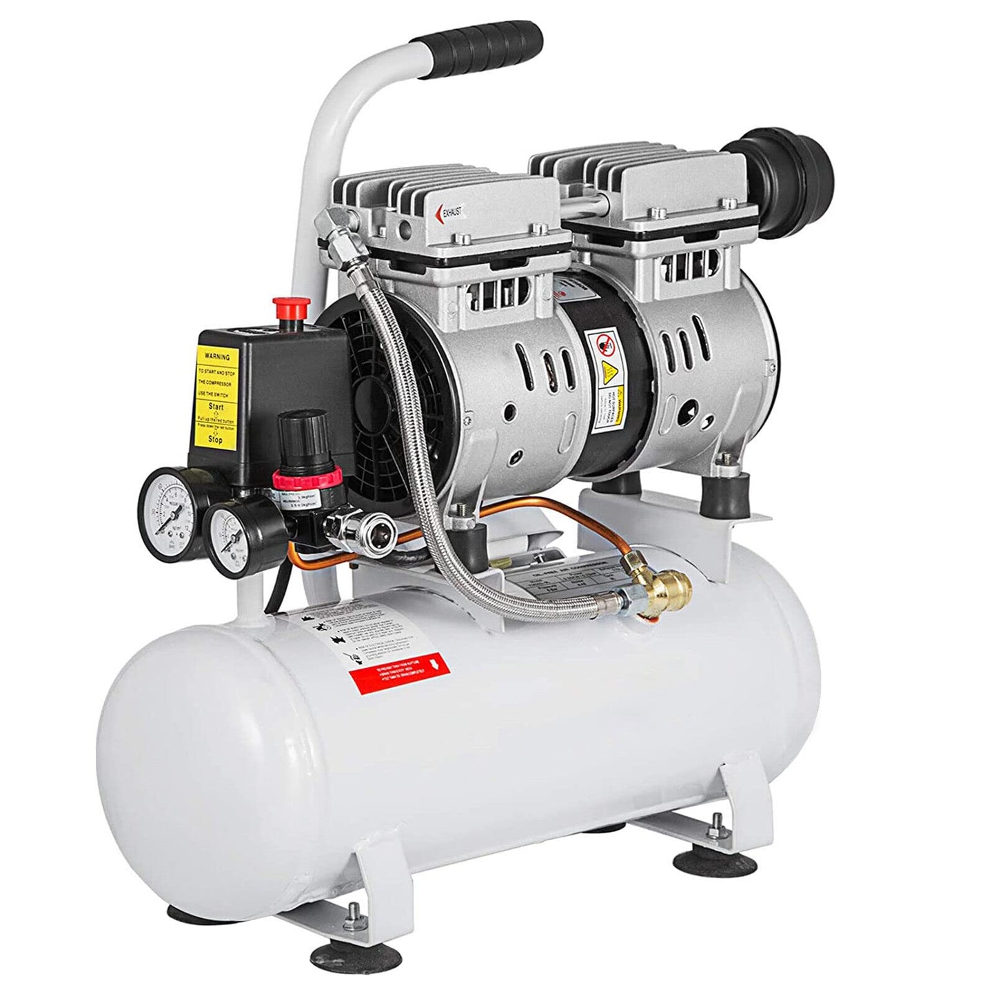 850W Druckluftkompressor, 30L Flüsterkompressor, Druckluftkompressor ölfrei, Öllose Pumpe, Kupfermotor, Geräuscharm