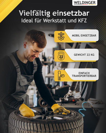 WELDINGER Flüsterkompressor FK 120 turbo pro 1500 W Luftabgabe 202 l/min ölfrei innenbeschichteter 24 l Tank Druckregler 5 Jahre Garantie