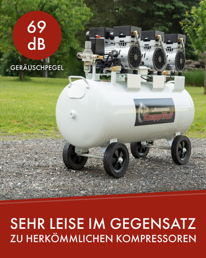 KnappWulf Flüster Kompressor Luftdruckkompressor KW2100 mit 100L Kessel 3 Motoren a 750W